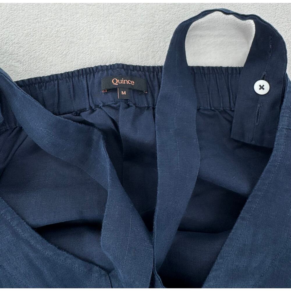 Quince Navy Linen Square Neck Jumpsuit Sleeveless Pantsuit One Piece M - Picture 9 of 9